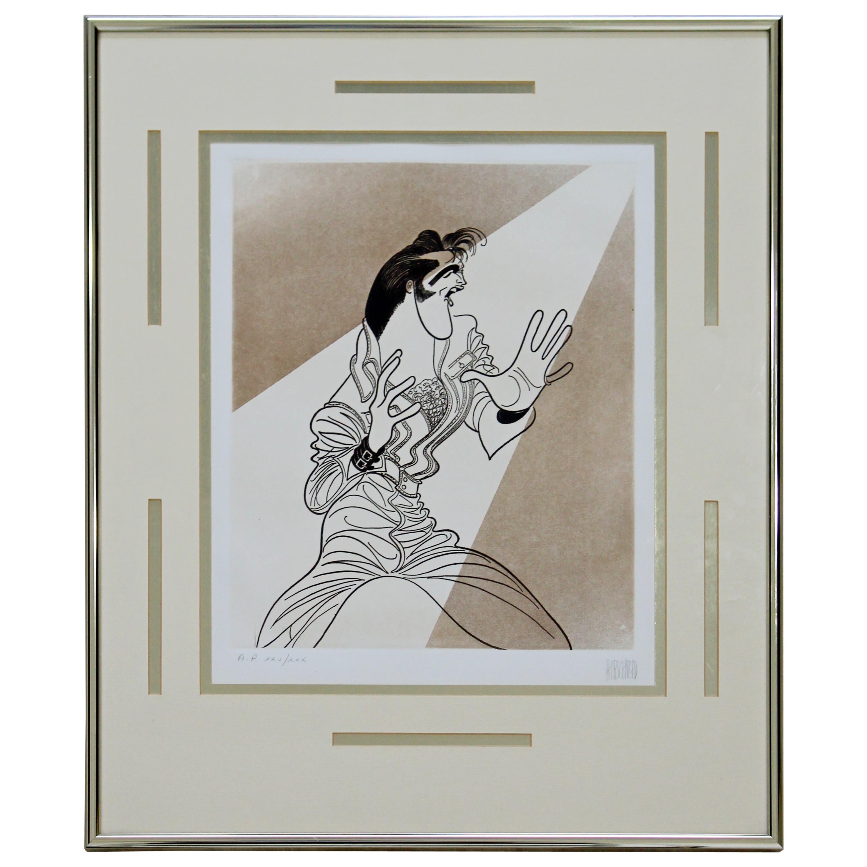 Contemporary Modern Framed Al Hirschfeld Elvis Signed Etching 1993 w COA
