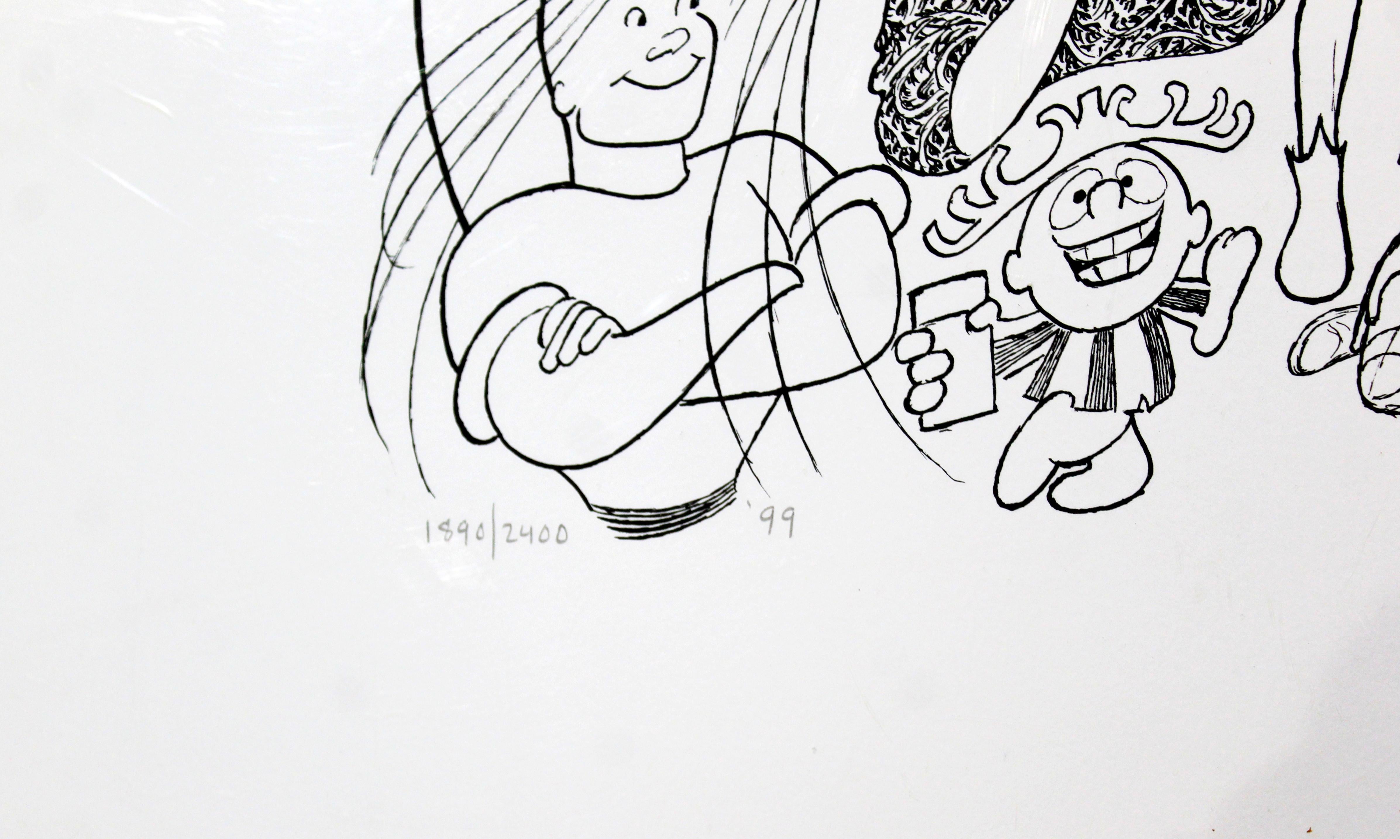 Contemporary Modern Framed Al Hirschfeld Stamped TV Land Etching, 1999 1890/2400 In Good Condition In Keego Harbor, MI