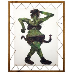 Contemporary Modern Framed Collograph of Hindu Goddess Signed Bruce Thayer, 1981