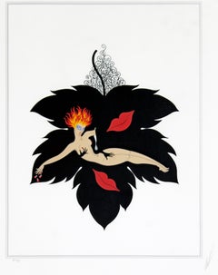 Contemporary Modern Framed Erte 7 Deadly Sins Lust Signed Serigraph Nude, 1980s