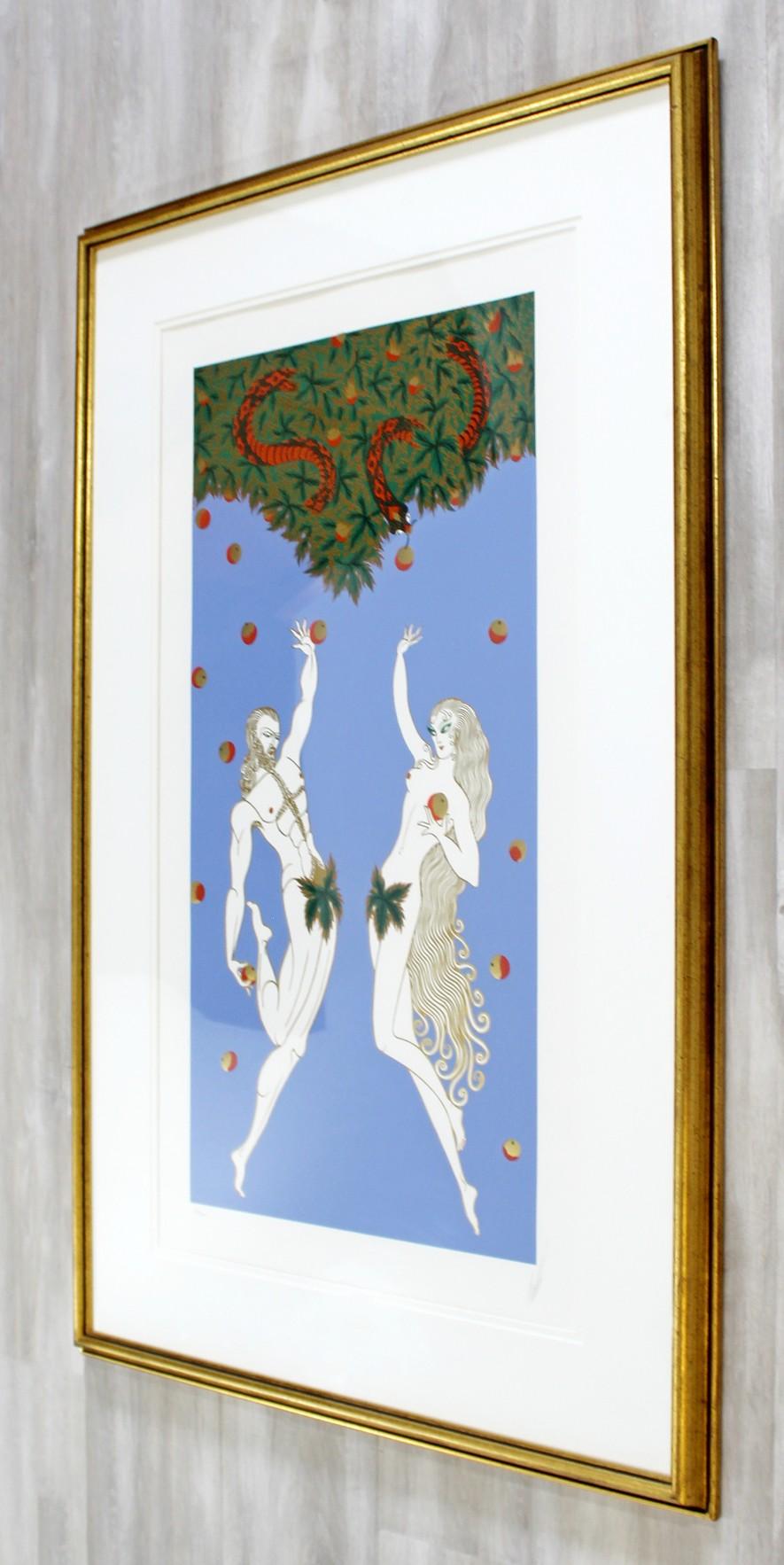 Contemporary Modern Framed Erte Adam & Eve Serigraph Signed & Numbered 169/300 In Good Condition In Keego Harbor, MI