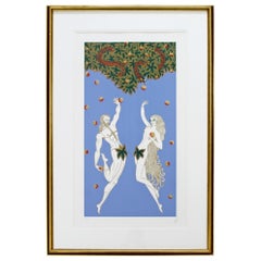 Contemporary Modern Framed Erte Adam & Eve Serigraph Signed & Numbered 169/300