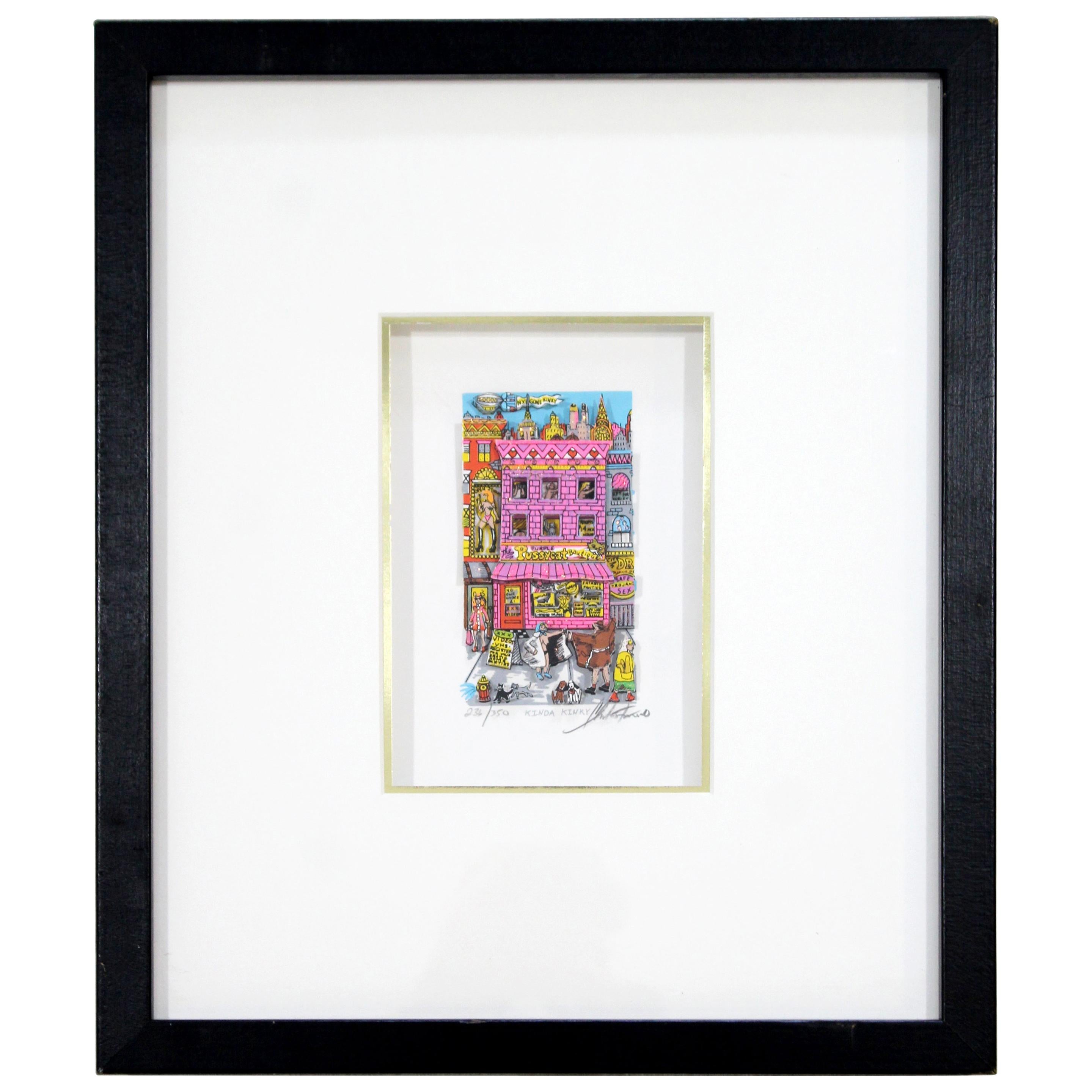 Contemporary Modern Framed Kinda Kinky 3D Serigraph Signed Fazzino 1996 236/350