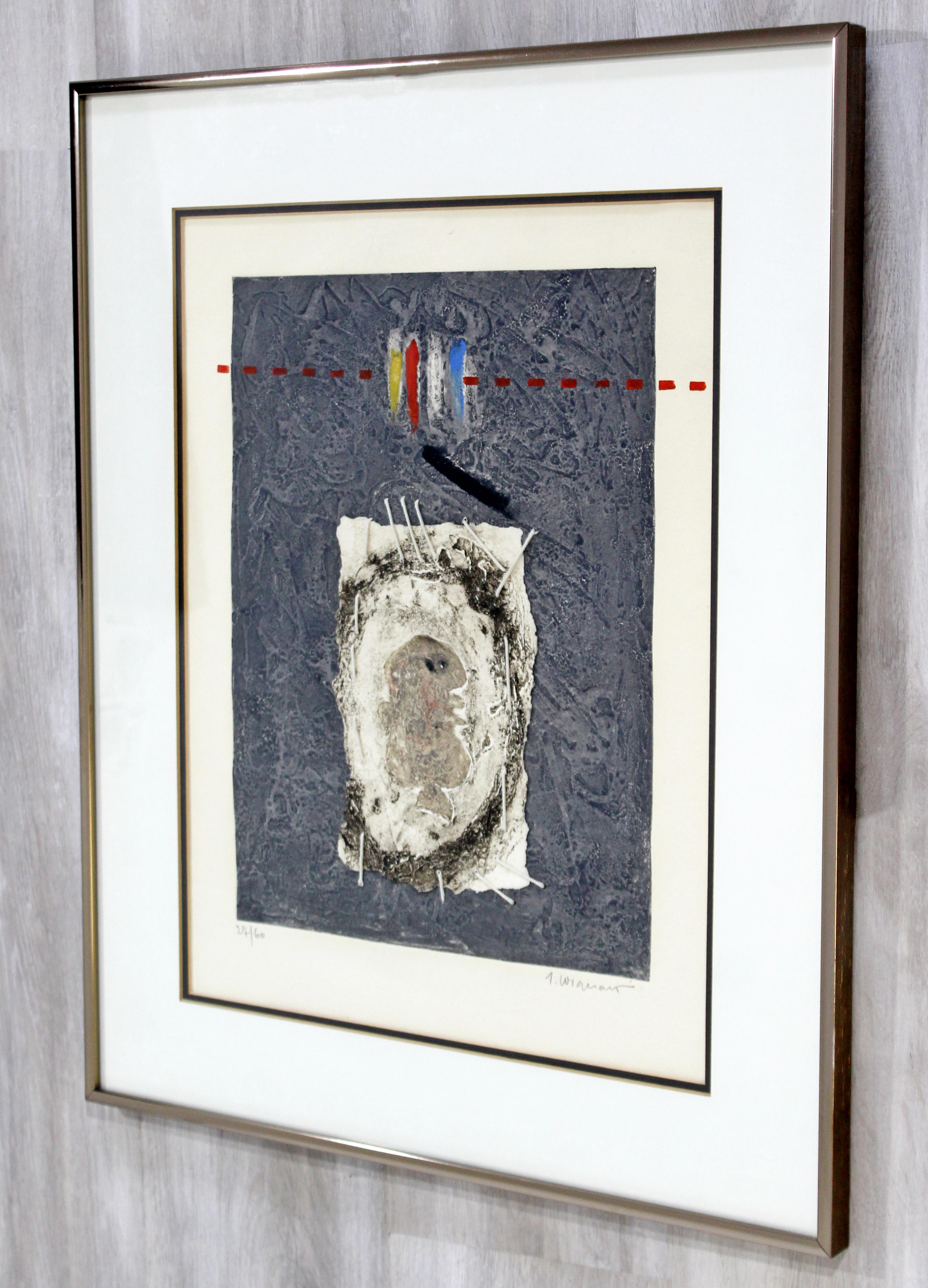 Late 20th Century Contemporary Modern Framed Mixed Media Surrealist Art Signed T. Wianart 27/60