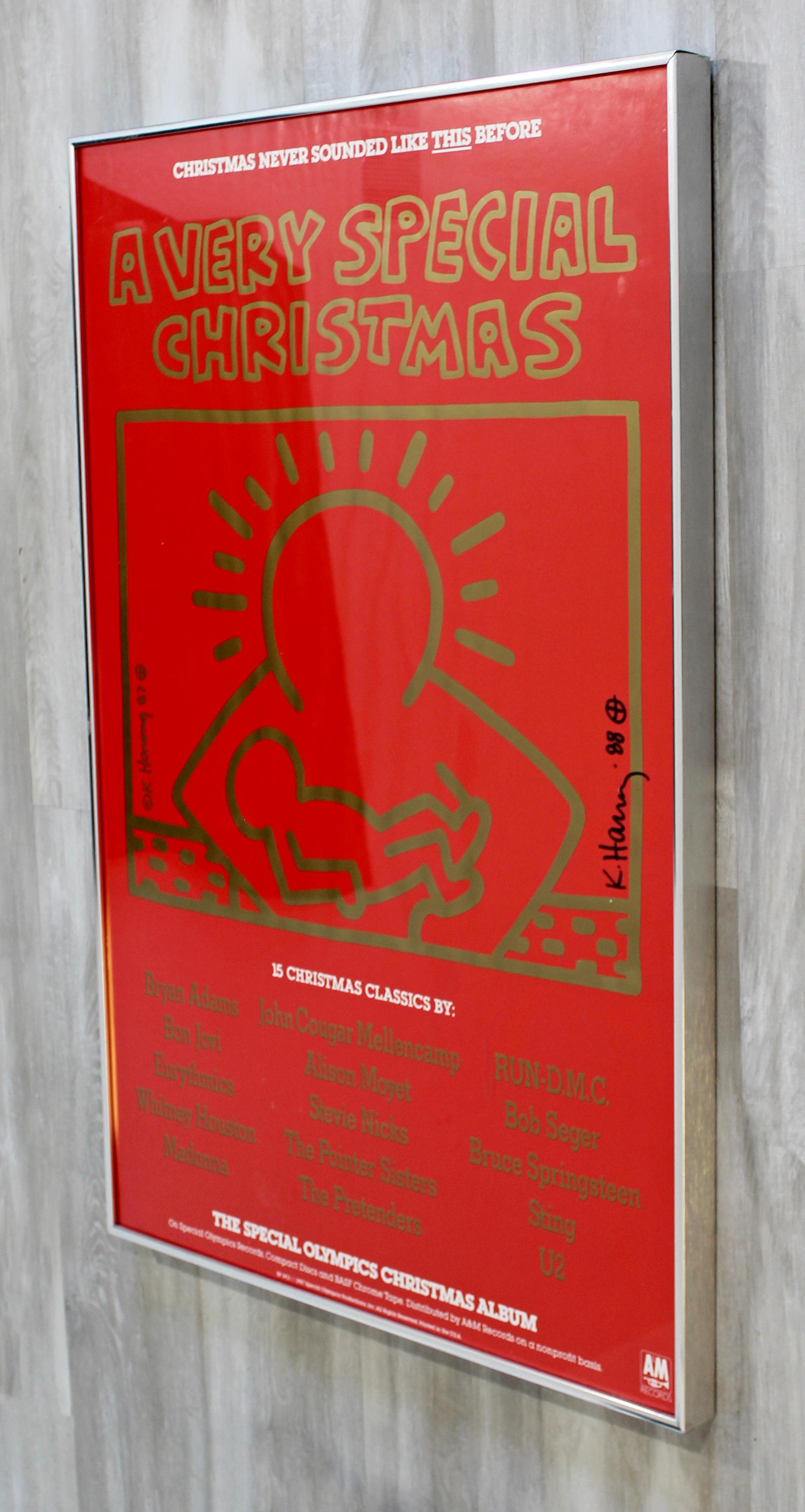 Contemporary Modern Framed Offset Lithograph Signed Keith Haring Red, 1988 In Good Condition In Keego Harbor, MI