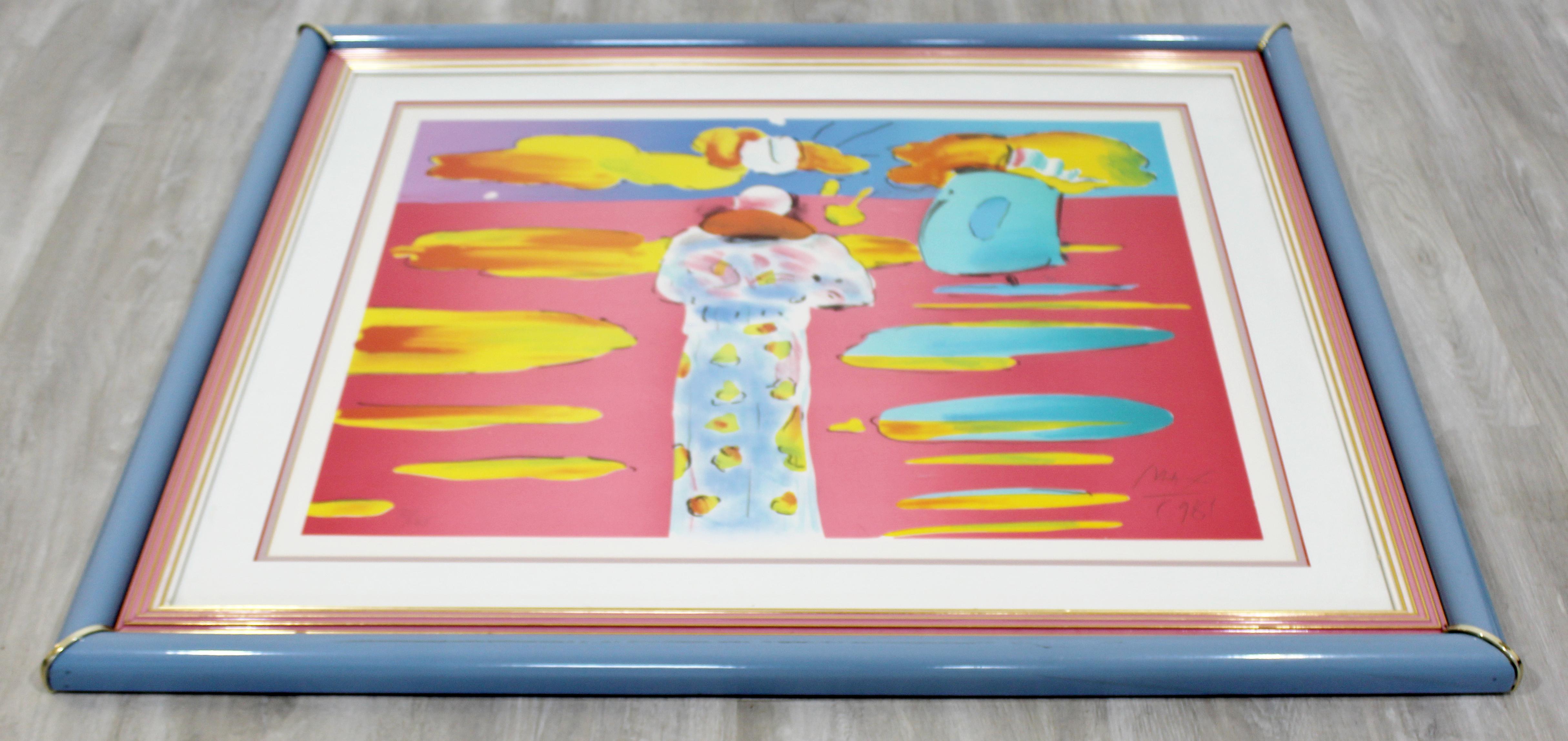 Contemporary Modern Framed Peter Max Lithograph Signed 72/165 Clown, 1981 In Good Condition In Keego Harbor, MI