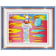 Zeitgenössisch Modern Gerahmte Peter Max Lithographie Signiert 72/165 Clown:: 1981