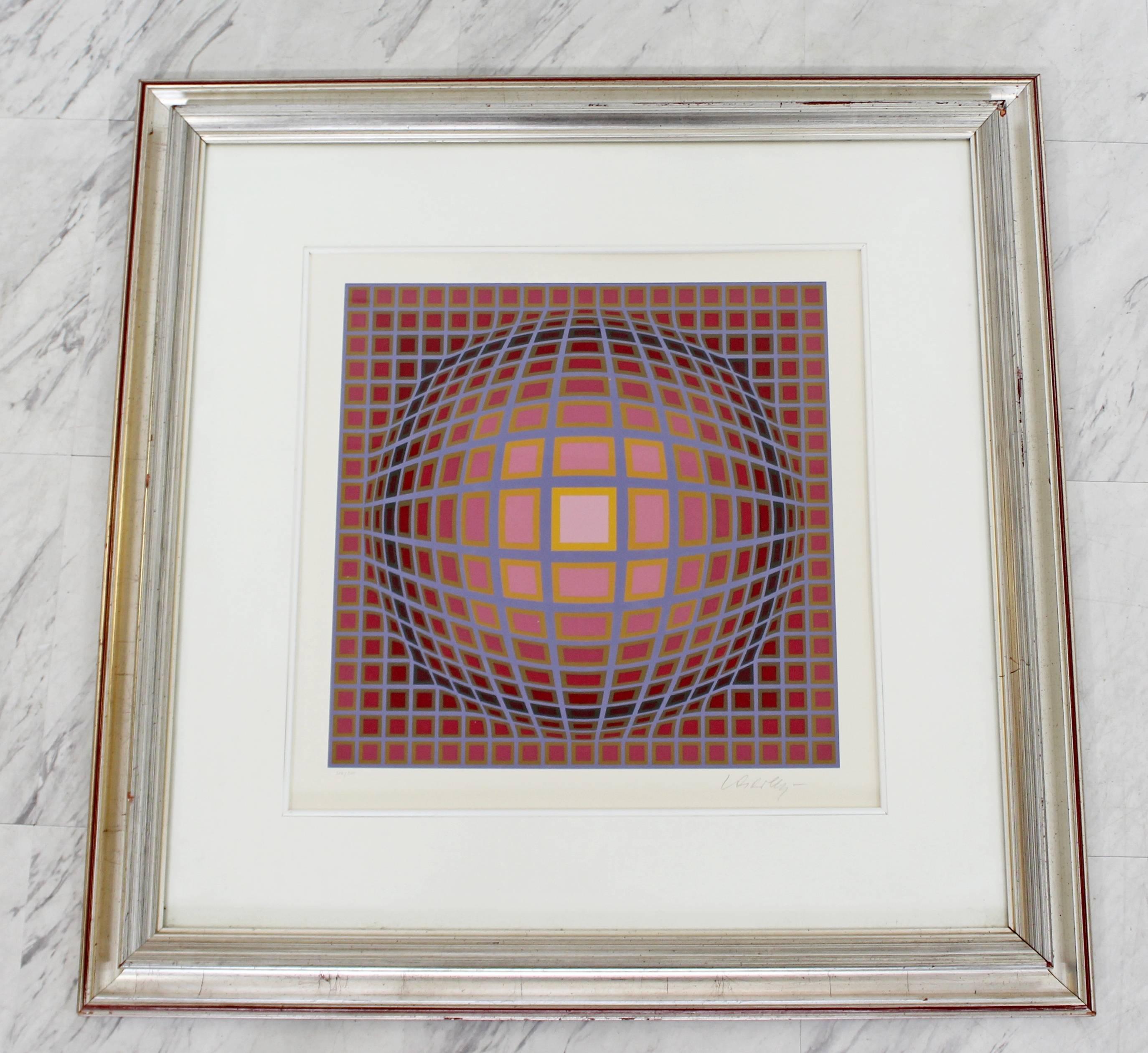 For your consideration is a fabulous, framed optical art print, signed and numbered by Victor Vasarely, entitled 