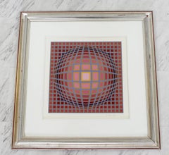 Contemporary Modern Framed Pop Op Art Litho Vasarely Titan C Numbered 206/300