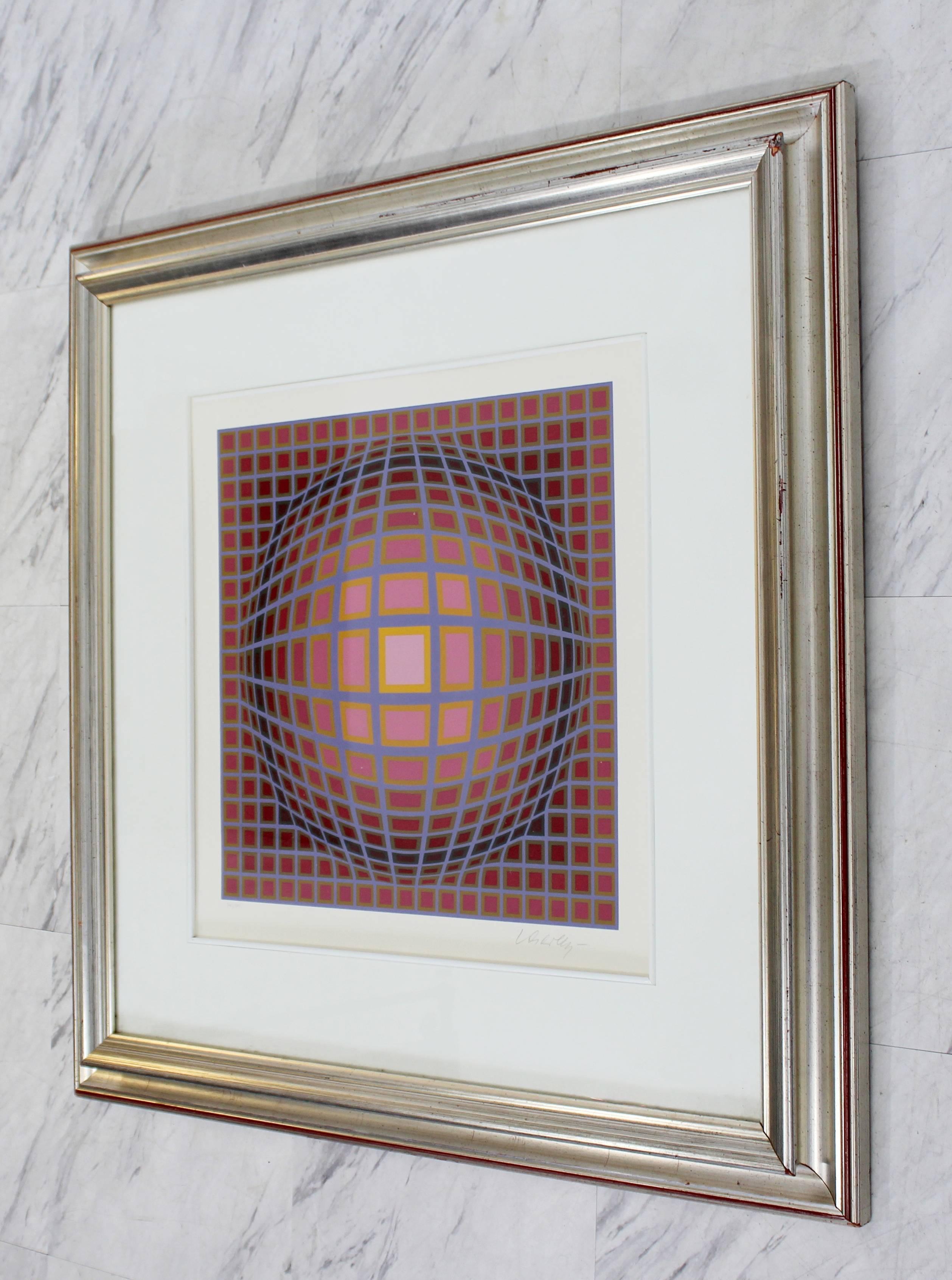 Hungarian Contemporary Modern Framed Pop Op Art Litho Vasarely Titan C Numbered 206/300