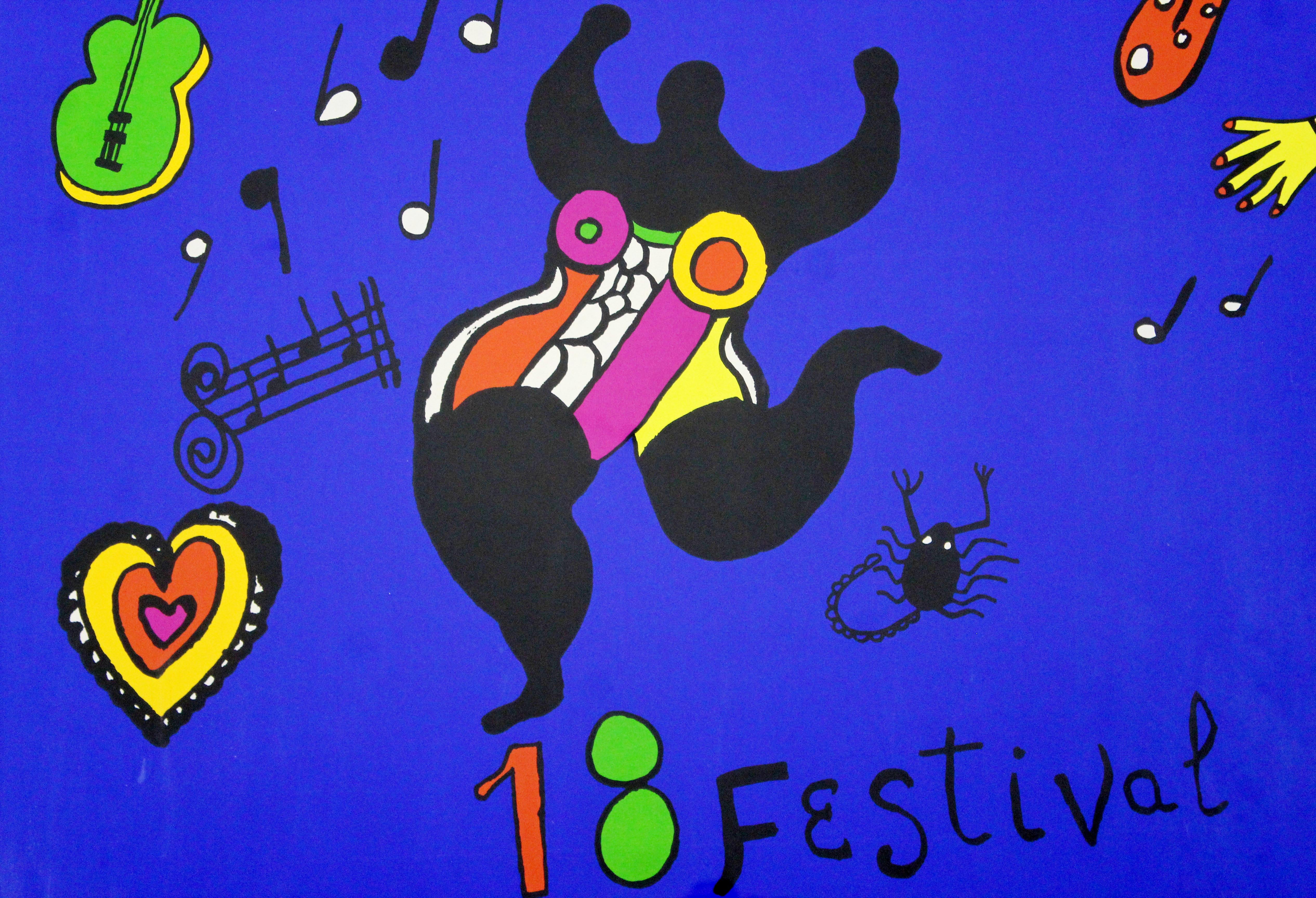 Zeitgenössisch Modern Gerahmtes Poster Montreux Jazz Festival Niki de Sain Phalle im Zustand „Gut“ in Keego Harbor, MI