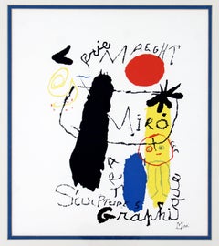 Contemporary Modern Framed Poster Print Joan Miro Galerie Maeght Graphique 1980s