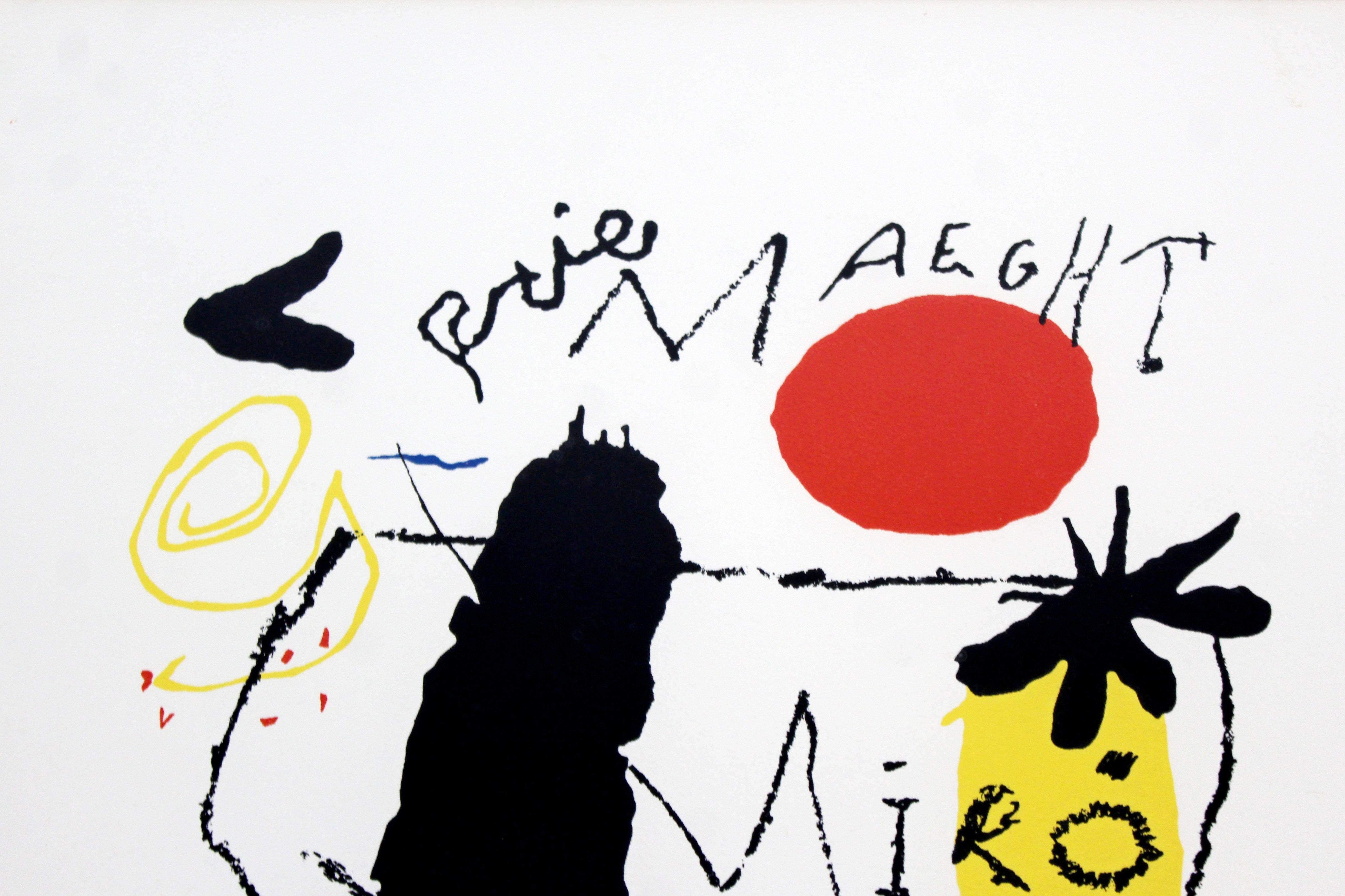 Spanish Contemporary Modern Framed Poster Print Joan Miro Galerie Maeght Graphique 1980s