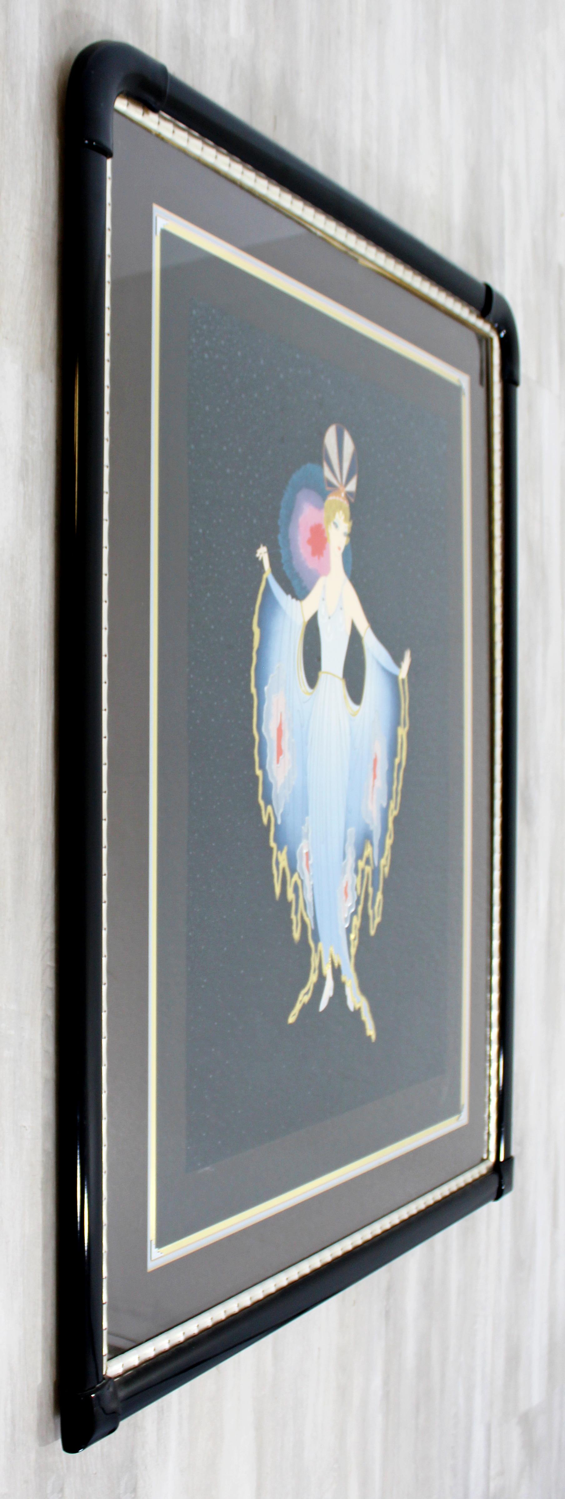 Contemporary Modern Framed Serigraph Twilight Signed Erte with Gold Leaf COA In Good Condition In Keego Harbor, MI
