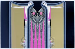 Contemporary Modern Framed Serigraph Twin Sisters Signed Erte 1980s 80/350 Pink