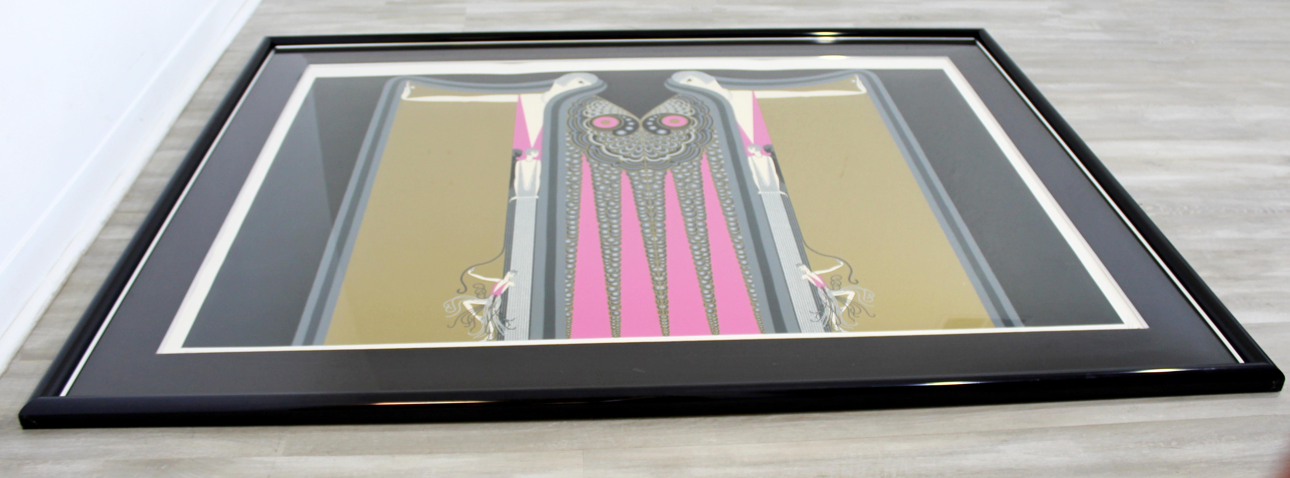 Late 20th Century Contemporary Modern Framed Serigraph Twin Sisters Signed Erte 1980s 80/350 Pink