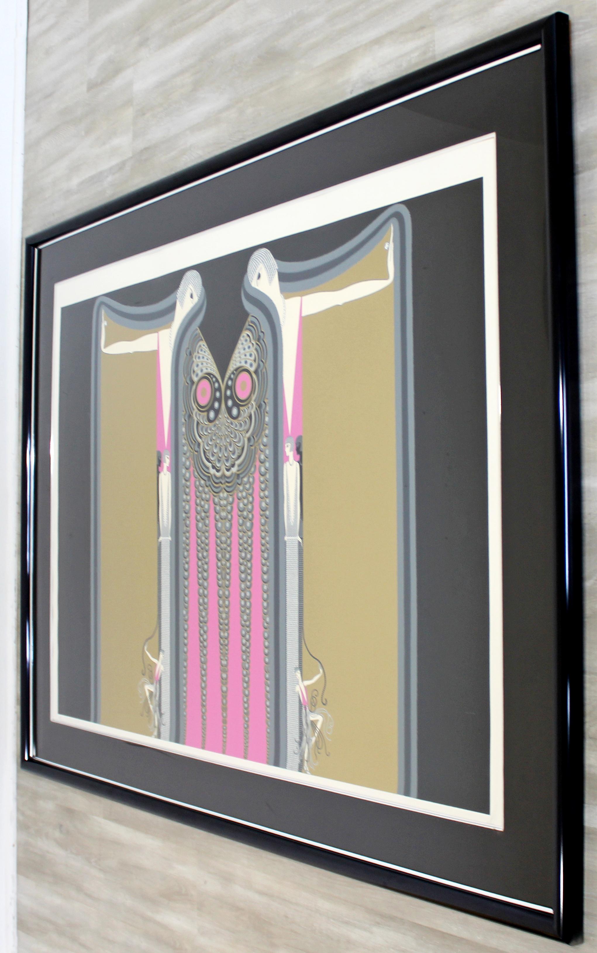 Paper Contemporary Modern Framed Serigraph Twin Sisters Signed Erte 1980s 80/350 Pink