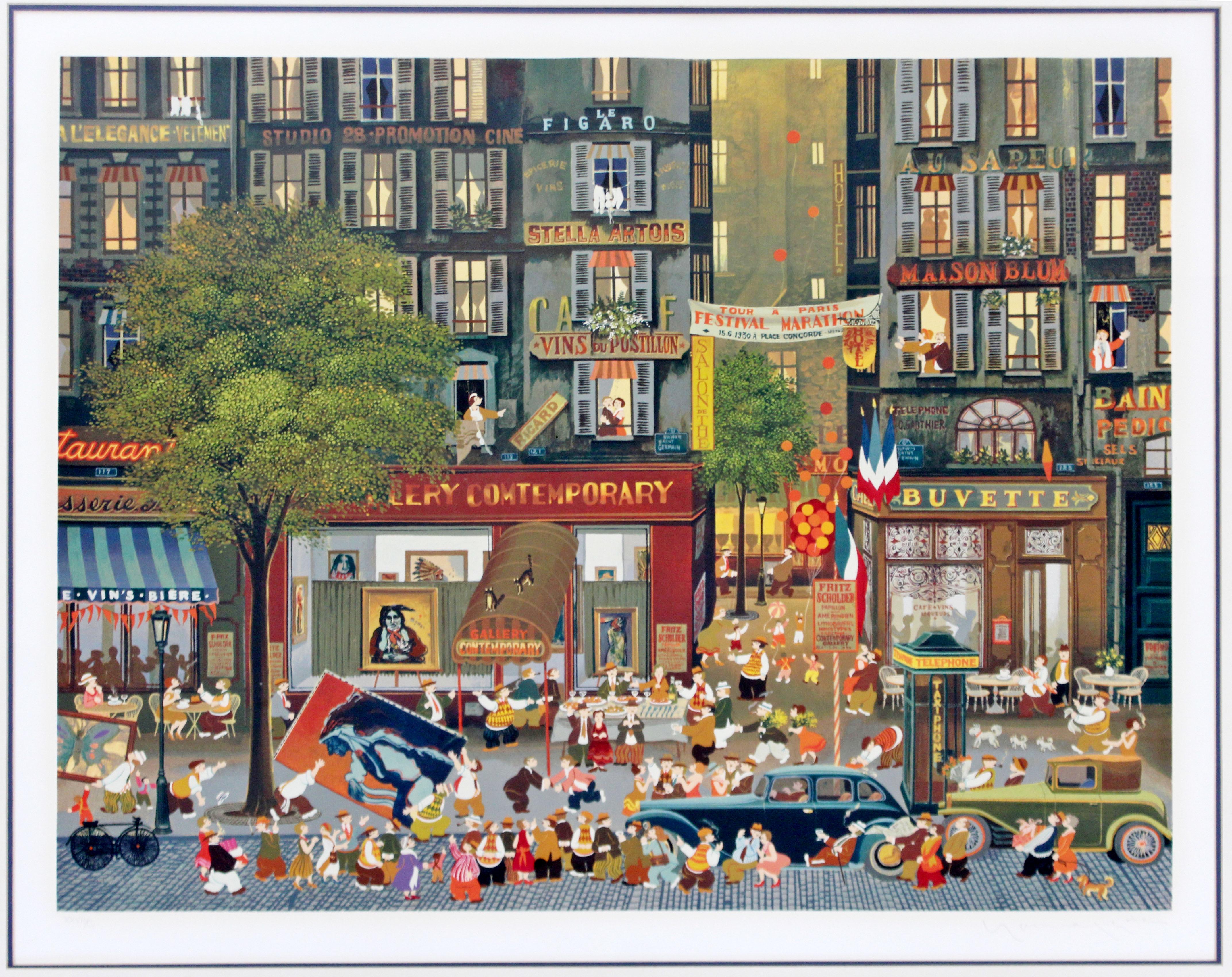 For your consideration is a framed lithograph, signed and numbered by Hiro Yamagata, 27/100. In excellent condition, despite a small watermark on the bottom. The dimensions of the frame are 41.5