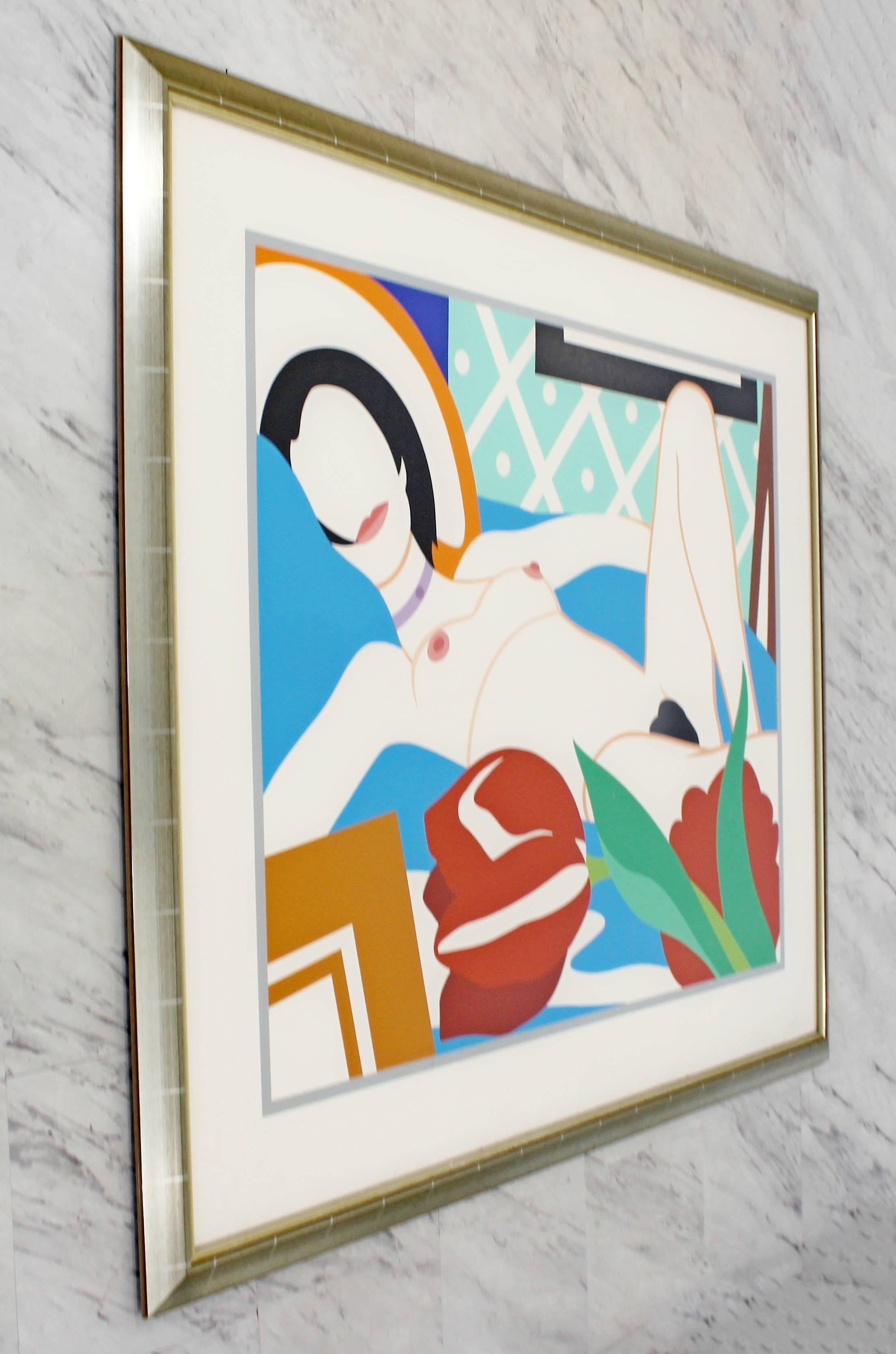 American Contemporary Modern Framed Signed Lithograph Monica Nude Tulips Wesselmann