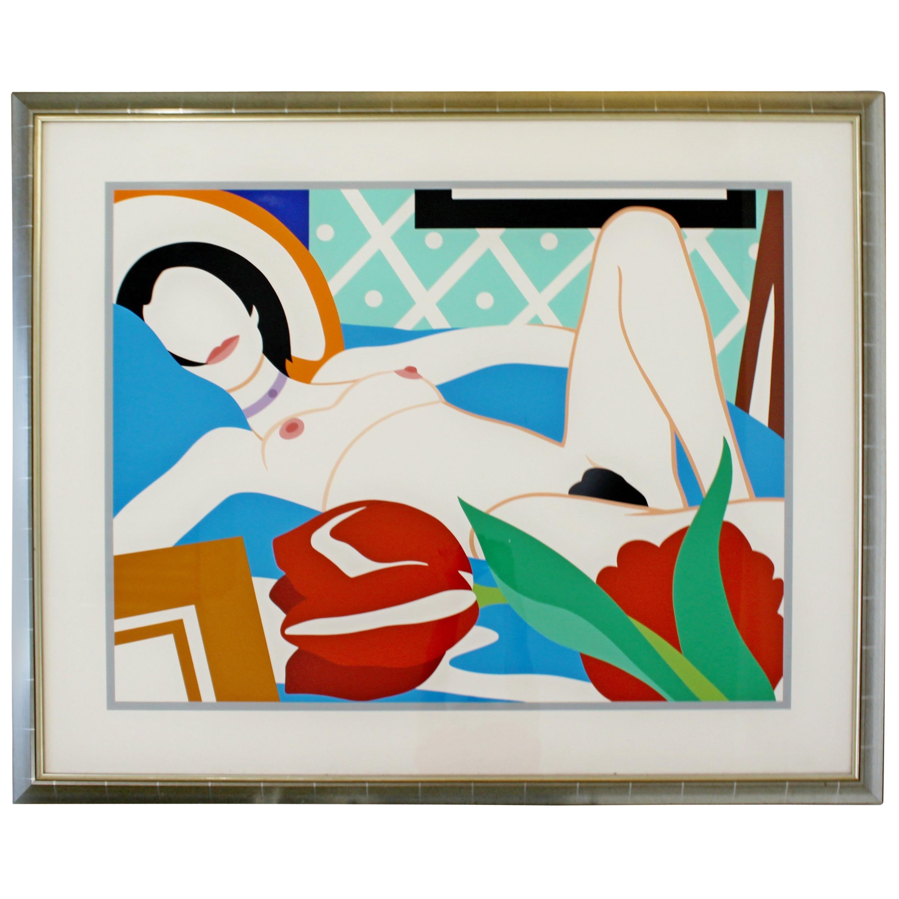 Contemporary Modern Framed Signed Lithograph Monica Nude Tulips Wesselmann