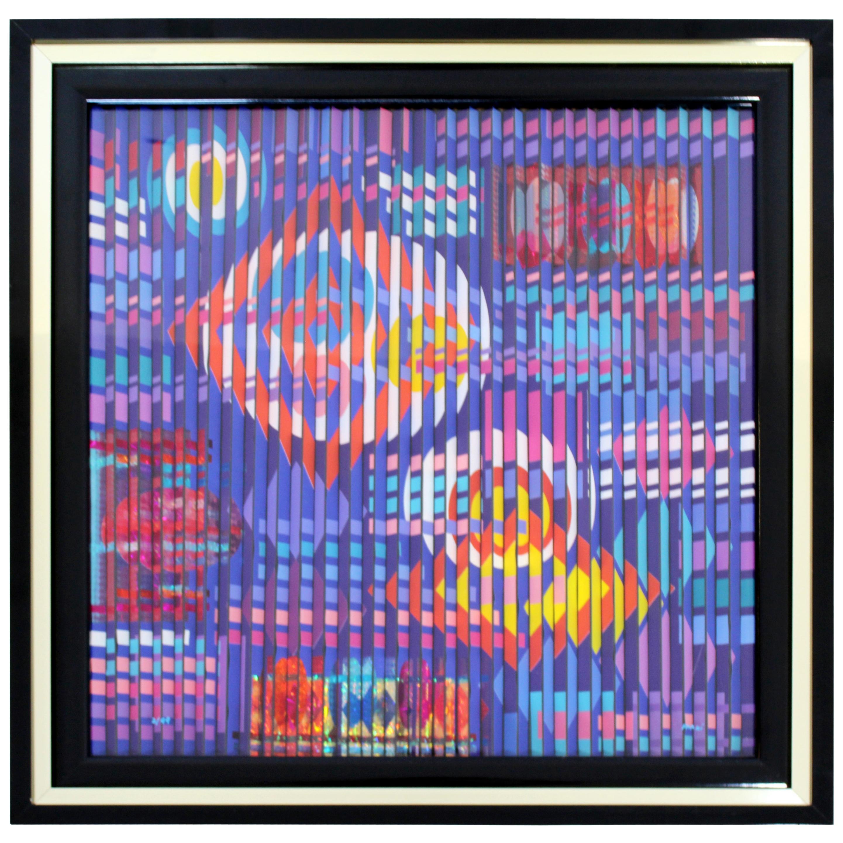 Contemporary Modern Framed Signed Mixed-Media by Farhi Farhigraph Space Dynamics