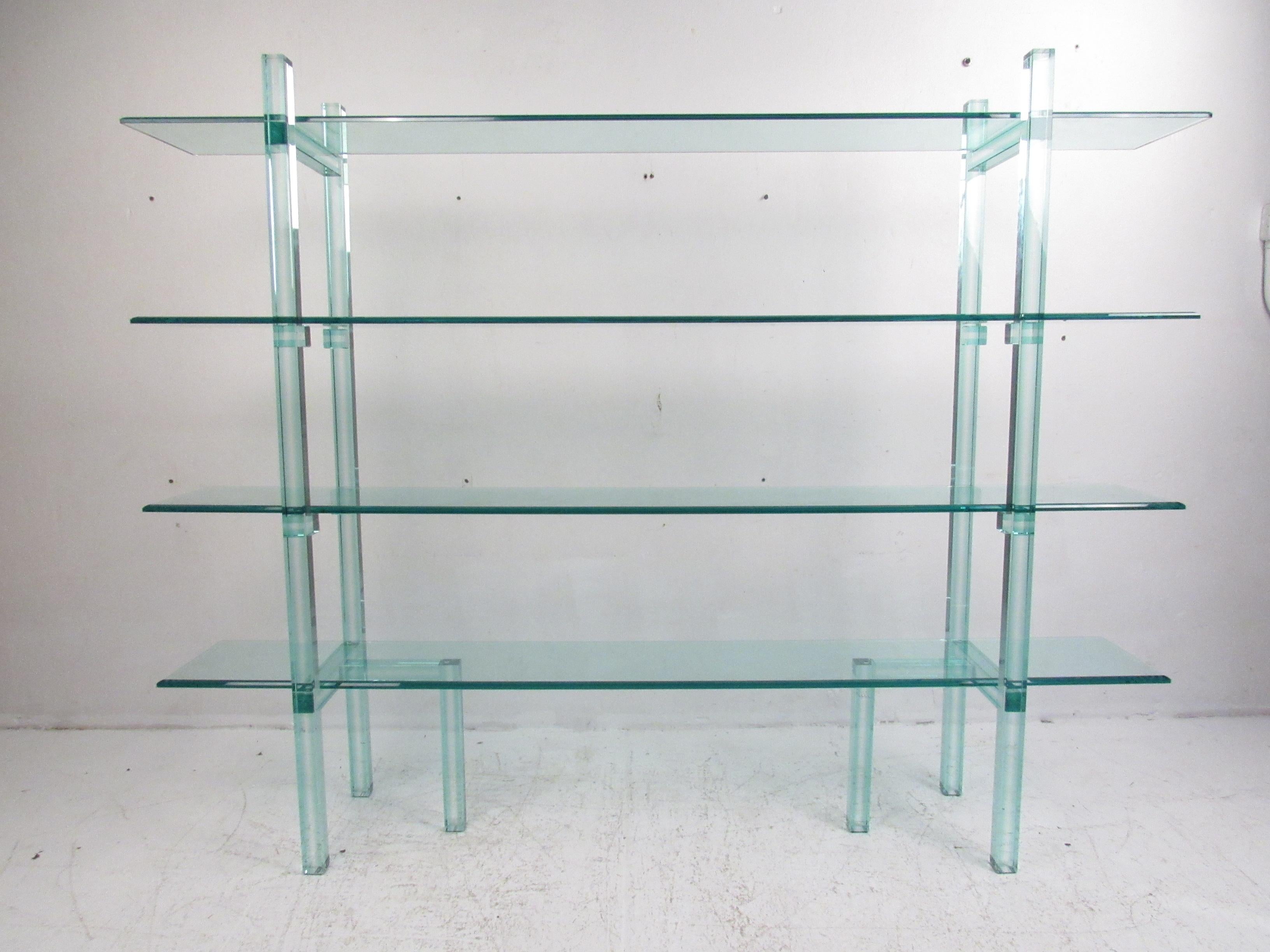 modern glass bookcase