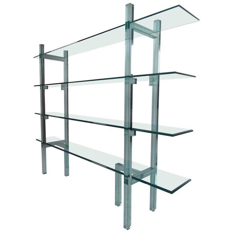 Contemporary Modern Freestanding Glass, Modern Metal And Glass Bookcase