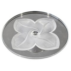 Retro Contemporary Modern French Baccarat Crystal Clear Glass Blossom Cake Dish
