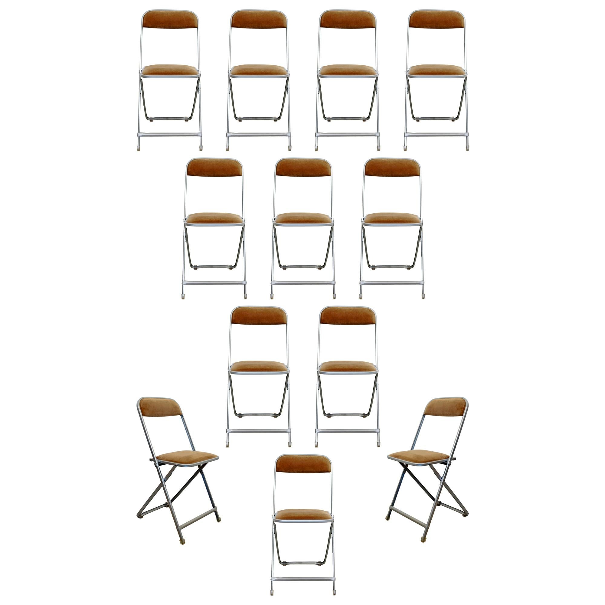 Contemporary Modern Fritz & Co Set of 12 Aluminum Folding Side Chairs, 1980s