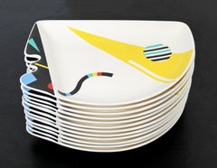 Zeitgenössische moderne Fujimori-Humoreske Coll. Kato Kogei Satz 12 Kunstteller 1980er Jahre