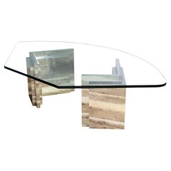 Contemporary Modern Glass and Chrome Coffee Table