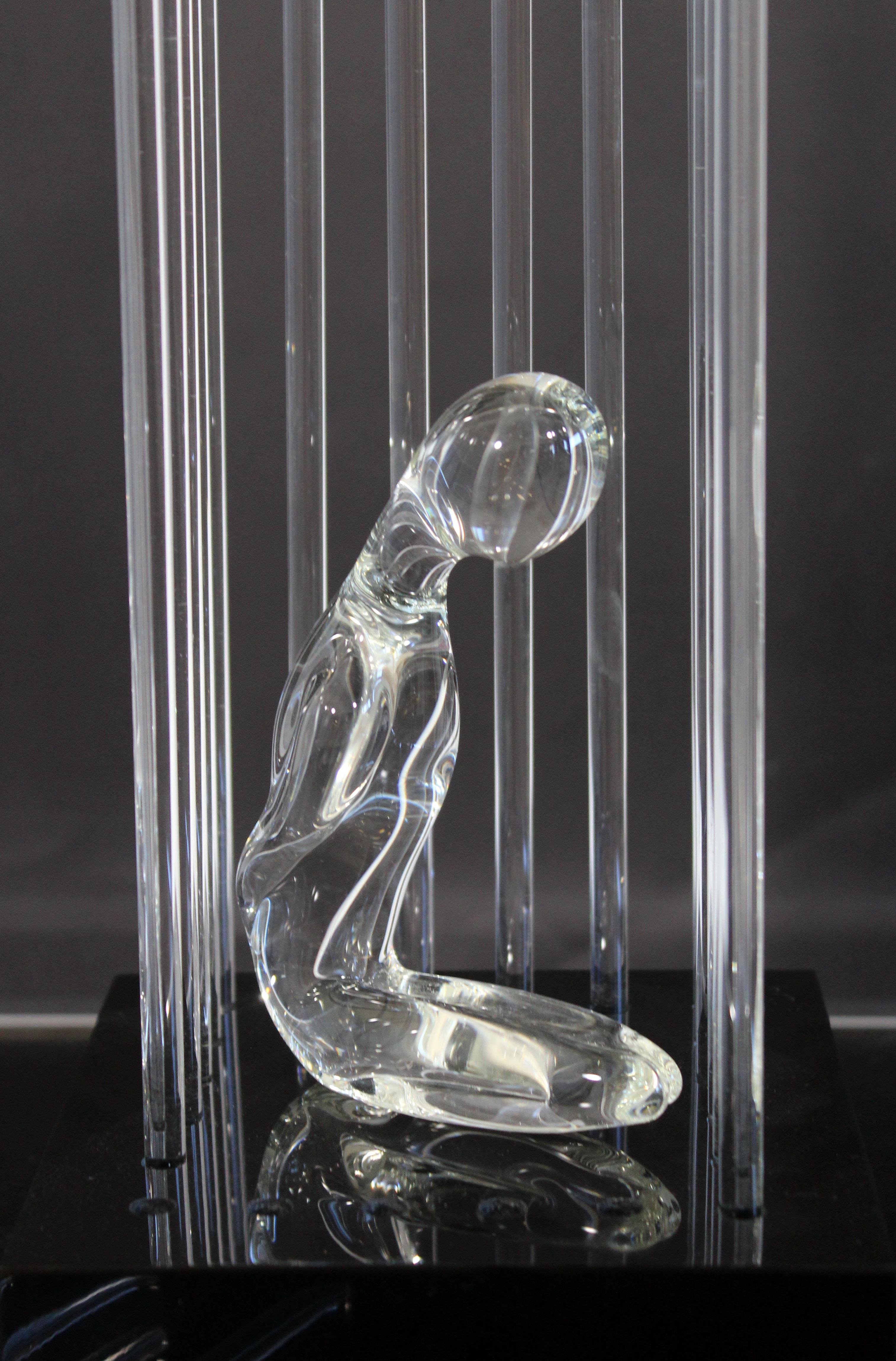 Contemporary Modern Glass Table Sculpture of Caged Woman Signed by Artist 3