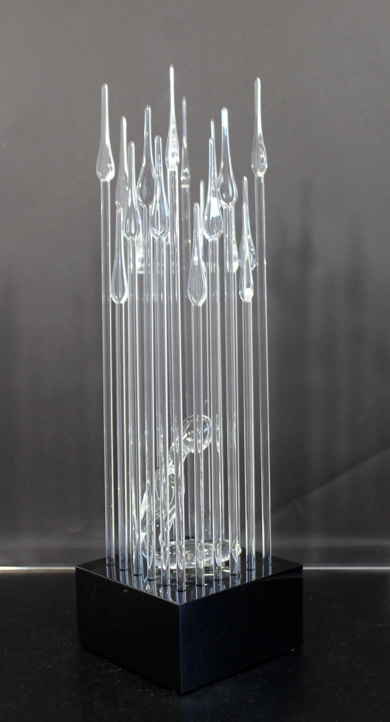 Contemporary Modern Glass Table Sculpture of Caged Woman Signed by