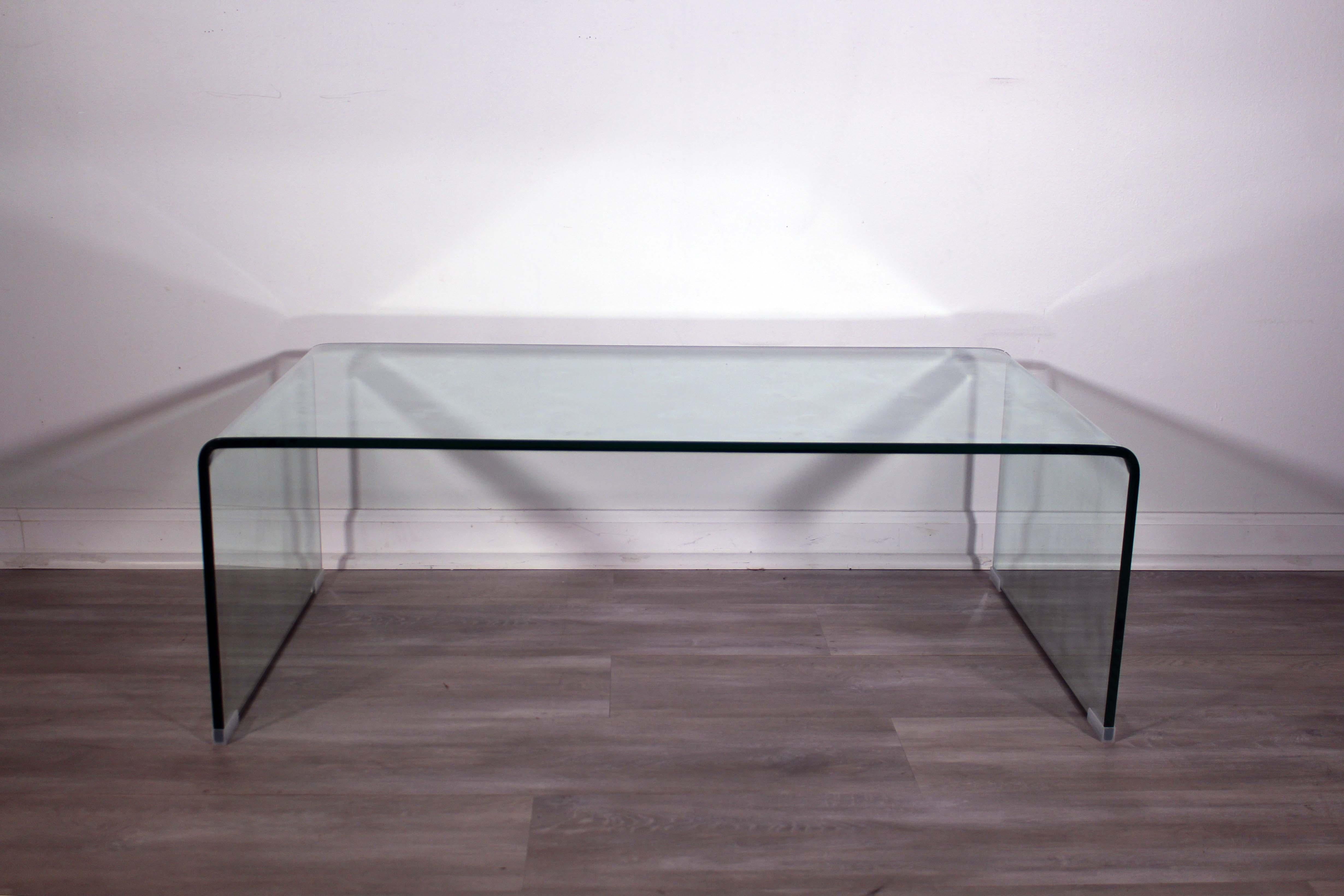 Contemporary Modern Glass Waterfall Table In Good Condition In Keego Harbor, MI
