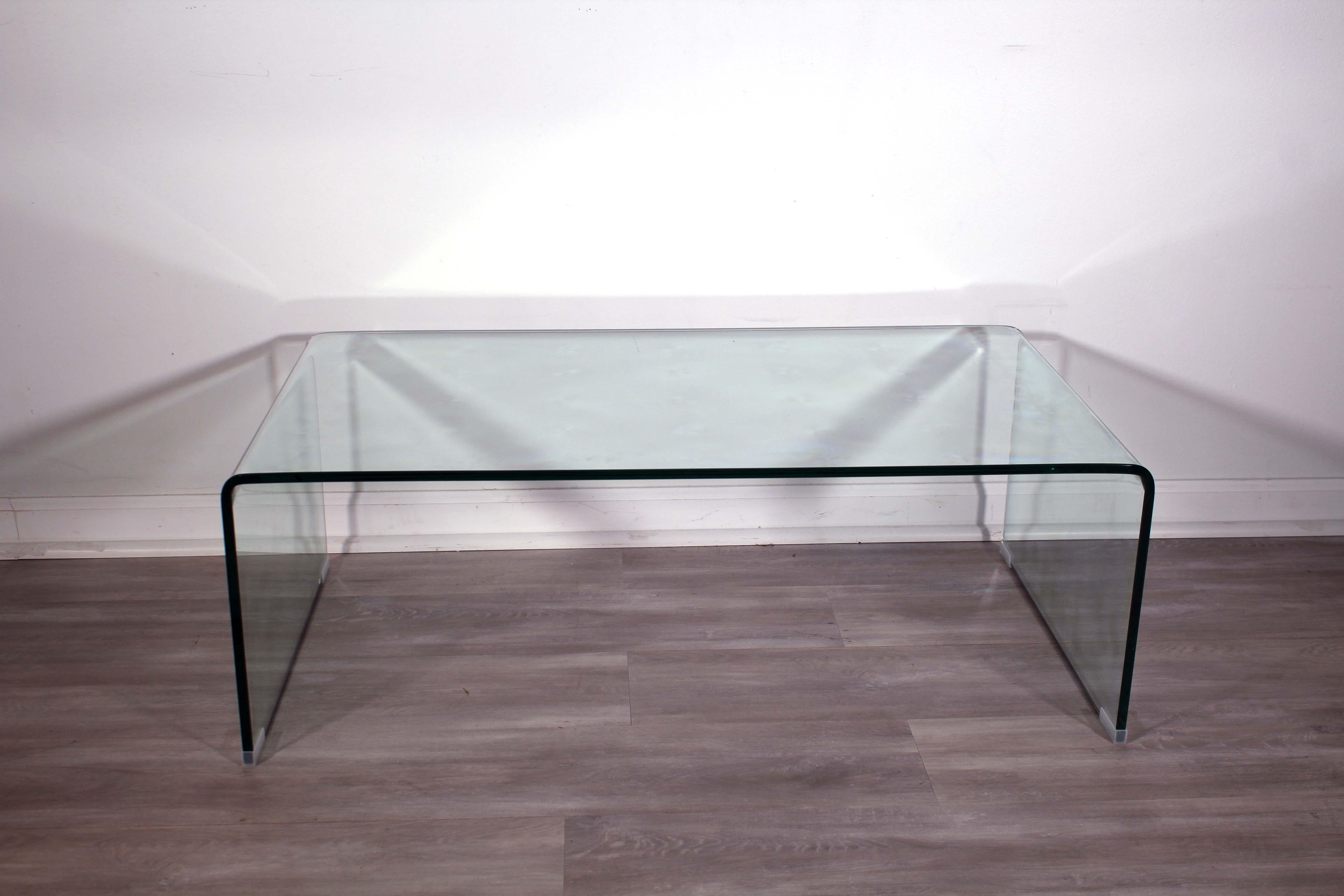 20th Century Contemporary Modern Glass Waterfall Table