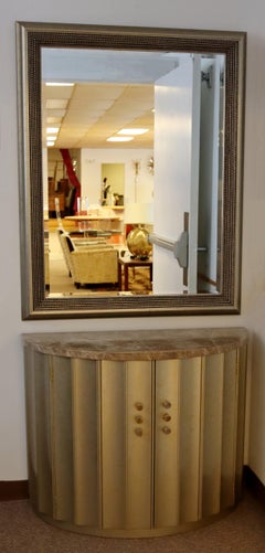 Contemporary Modern Gold Gilt Wall Mirror Demilume Console Foyer Table Cabinet