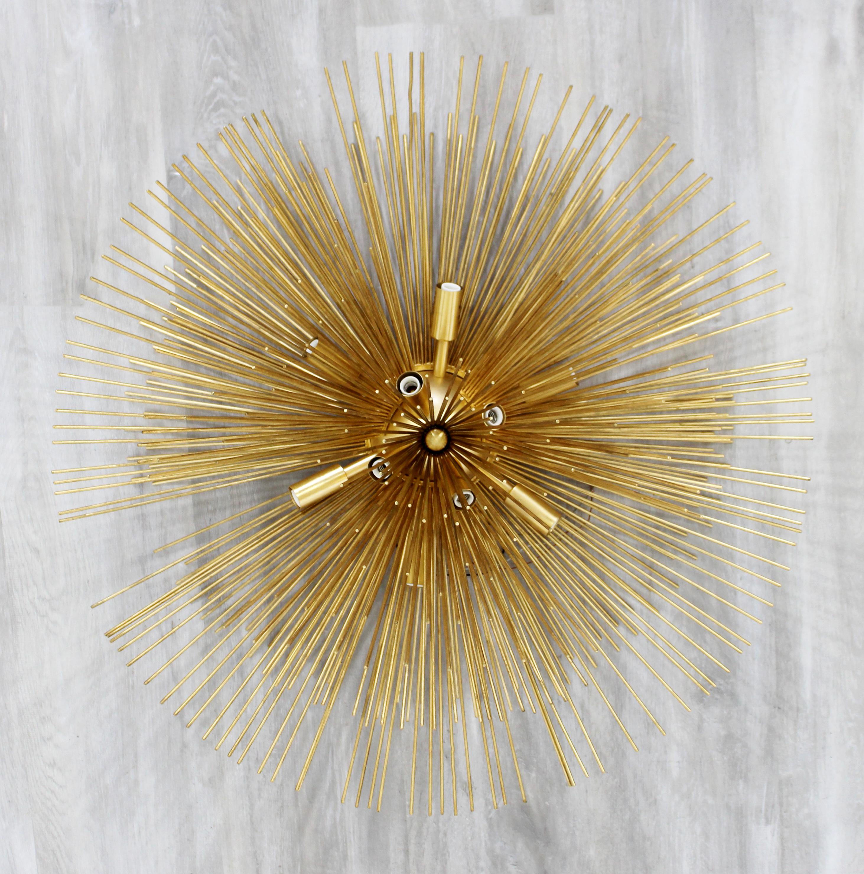 Contemporary Modern Gold Painted Sputnik Pendant Light Fixture In Good Condition In Keego Harbor, MI
