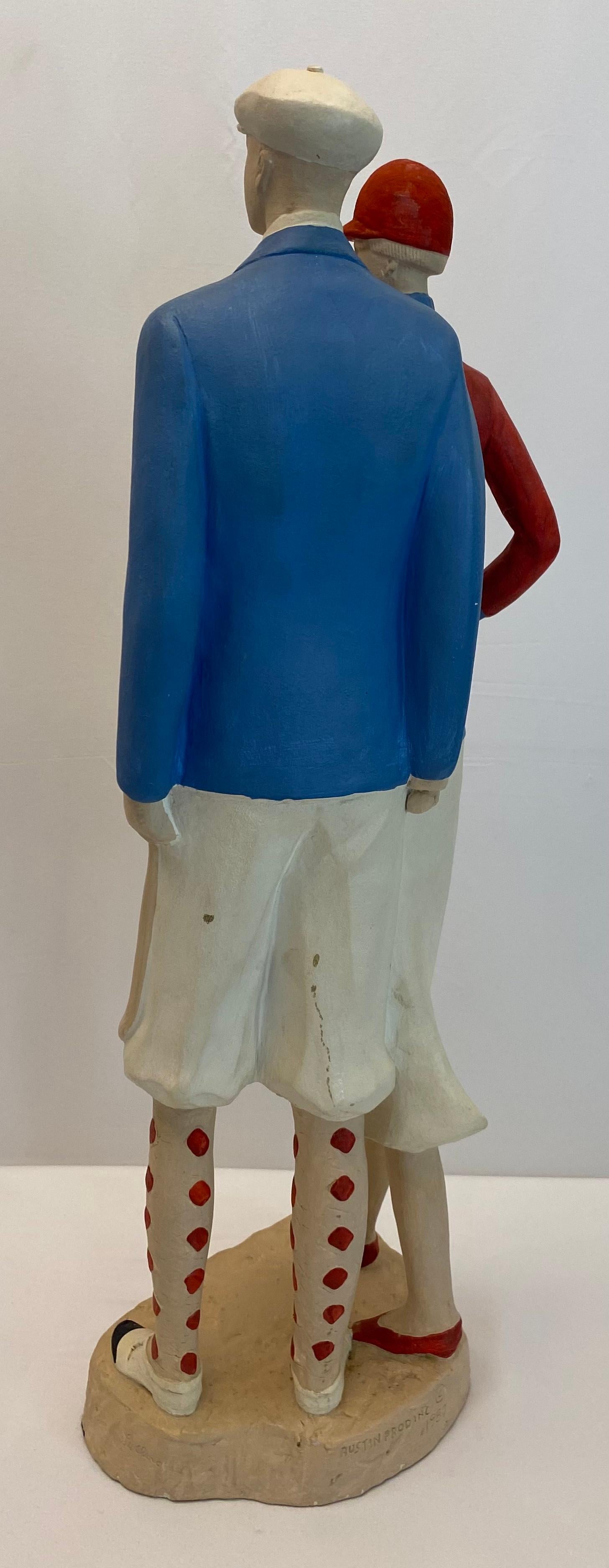 20ième siècle Sculpture contemporaine moderne de couple de golfeurs par Austin Productions datée de 1987 en vente