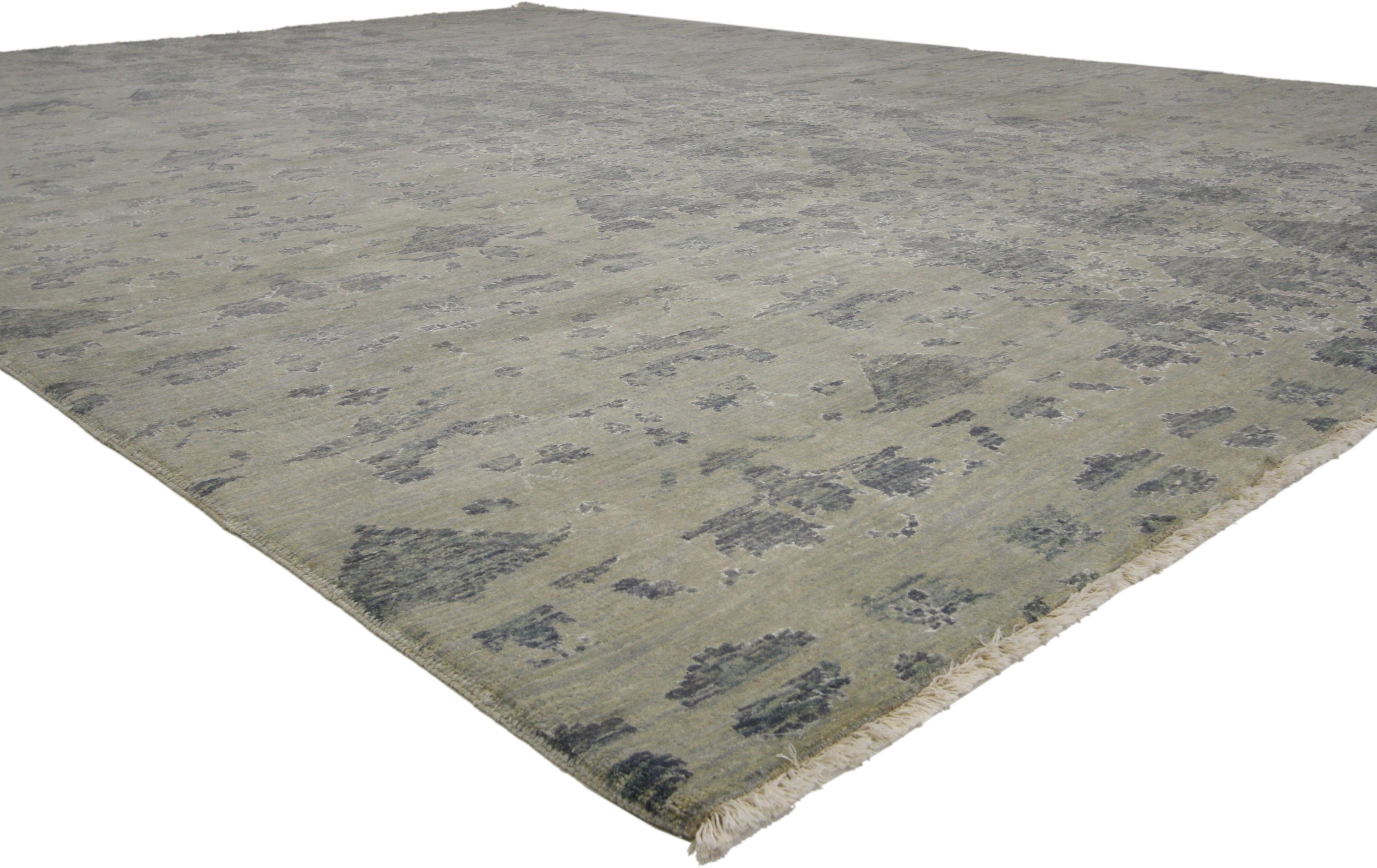 30101 New Contemporary Abstract Area Rug with Modern Style. This hand-knotted wool and silk contemporary abstract rug with modern style is a great way to adorn your floor with versatility, functionality and decorative aesthetic appeal. It features