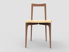 Silla Moderna Contemporánea Gris en Piel Linea 605 & Wood de Collector Studio