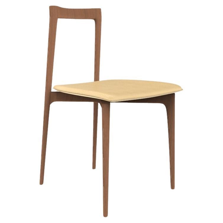 Contemporary Modern Grey Chair in Linea 605 Leder  & Wood Wood von Collector Studio