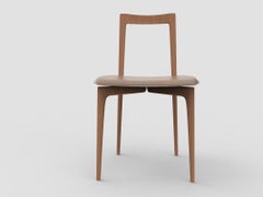 Contemporary Modern Grey Chair in Linea 611 Leather  & Wood by Collector Studio
