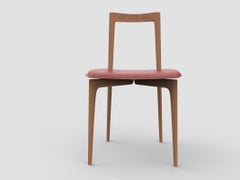 Contemporary Modern Grey Chair in Linea 613 Leather & Wood by Collector Studio