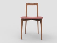 Contemporary Modern Grey Chair in Linea 615 Leather  & Wood by Collector Studio