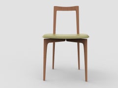 Contemporary Modern Grey Chair in Linea 631 Leather  & Wood by Collector Studio
