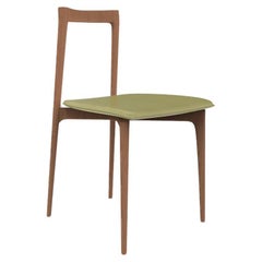 Contemporary Modern Grey Chair in Linea 631 Leder  & Wood Wood von Collector Studio