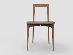 Silla Moderna Contemporánea Gris en Piel Linea 632  & Wood de Collector Studio