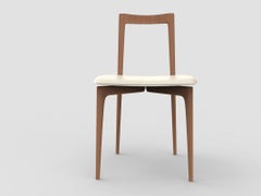 Contemporary Modern Grey Chair in Linea 634 Leather & Wood by Collector Studio