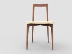 Contemporary Modern Grey Chair in Linea 636 Leather & Wood by Collector Studio