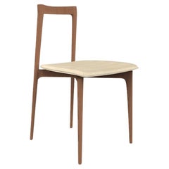 Chaise grise contemporaine en cuir Linea 636 et Wood Studio Collector